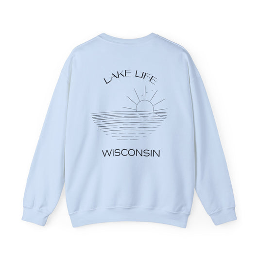 Lake Life Wisconsin Unisex Heavy Blend Crewneck Sweatshirt - Perfect for Nature Lovers & Relaxed Vibes